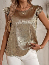 EMERY ROSE Women's Summer Country Music Festival Golden Short Sleeve Shirt With Flared Sleeves